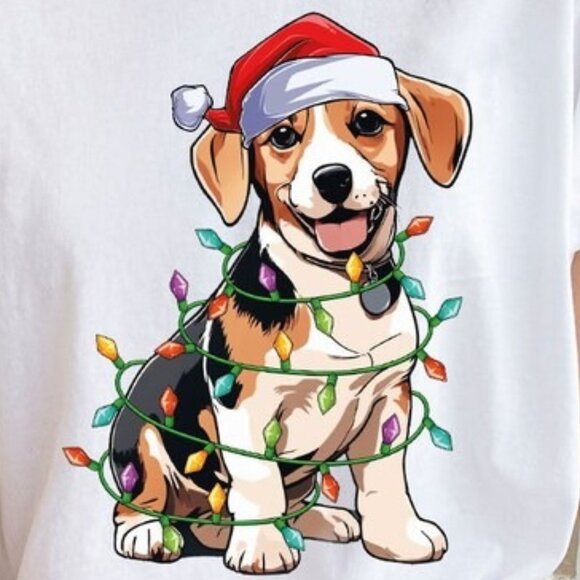 Christmas Lights T-shirt, Cute Christmas Dog Shirt, Dog Mom Tee - Picture 2 of 3